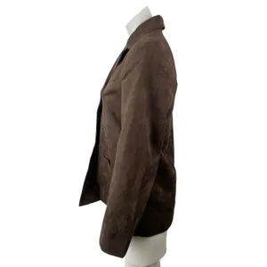 H&M Women's Brown Long Sleeve Button Up Notch Lapel Blazer Coat Jacket Size XS thumbnail 4