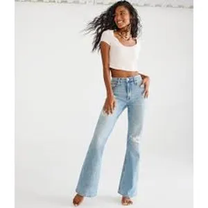 AEROPOSTALE High Rise Flare Jeans Ripped Denim Size 2 S Short thumbnail 3
