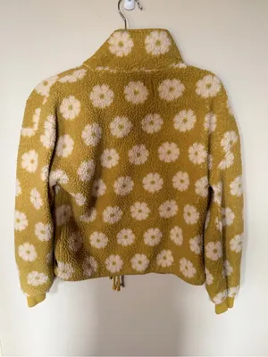 Billabong time off half zip pullover yellow and white daisy floral print XS thumbnail 5