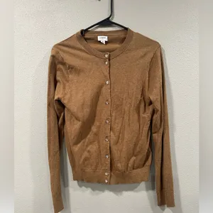 JCREW Cotton Brown Sweater with Rhinestone buttons thumbnail 2