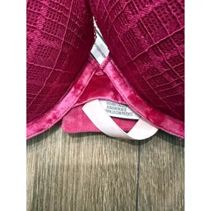 Victoria's Secret Magenta Pink‎ Lace Velvet Trim Push-Up Bra 34D Underwire thumbnail 3