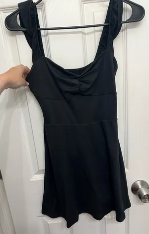 Hollister black mini dress with shorts and ruffled straps thumbnail 1