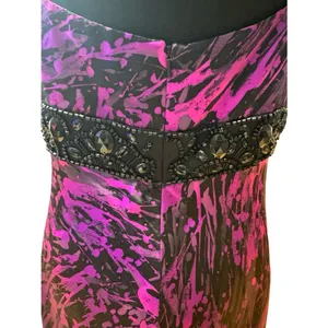 House of Deréon Black Purple Beaded Waist Maxi Dress Women's Size 12 EUC thumbnail 3