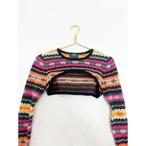 Anthropologie Maeve Abstract Sweater Shrug Size XS Multi Color Fair Isle Nordic thumbnail 4