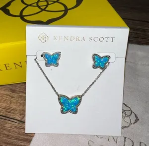 Kendra Scott Lillia Butterfly Necklace & Earrings Set | Turquoise Opal| W/box thumbnail 1