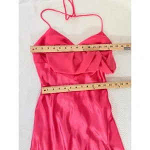 Hot Pink Mermaid long dress gown Cutout Halter Rhinestone Ruffle Formal Dress xs thumbnail 10