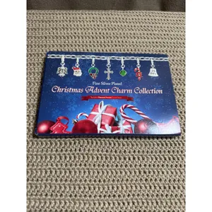 Silver Plated Christmas Advent Charm Collection 24 Gifts Bracelet Necklace thumbnail 5