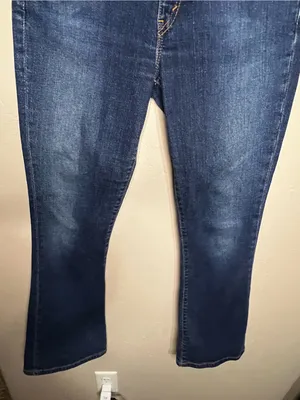 Levi's 524 Vintage Y2K Superlow‎ Stretch Bootcut Short Blue Denim Jeans thumbnail 4