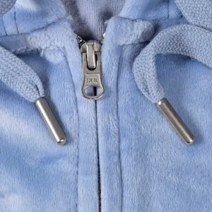 Aerie‎ Real Good Velour Full Zip Hoodie Light Blue Cropped Sweatshirt Large thumbnail 5