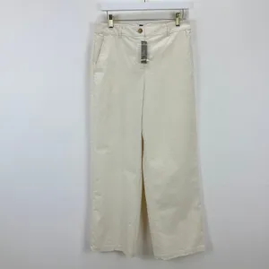 J.Crew Full Length Wide Leg Trouser Cotton Linen Blend Ivory Relaxed US 6 NWT thumbnail 5