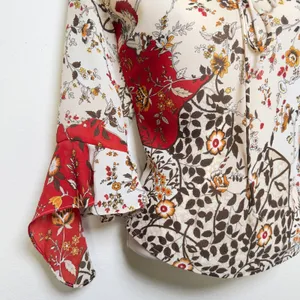 VTG 90s Women Fairy Grunge Boho Top Large Patchwork Western Bell‎ Flare Sleeve thumbnail 11