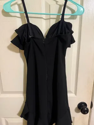 black ruffle trim dress thumbnail 2