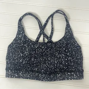 Lululemon Energy Bra Black White Speckled Strappy Back Medium Support Yoga Bra thumbnail 3