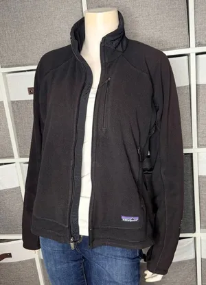 Patagonia Womens Jacket Medium Black Fleece Full Zip Regulator Polartec Sweater thumbnail 1