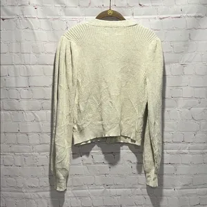 Aerie Cream Button-Up Knit Cardigan Sweater‎ Woman's Size Large thumbnail 3