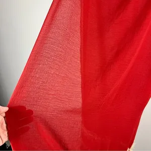 Red Sheer Sarong | Beach‎ Cover-Up | Boho Fringe & Shell Detail Summer Pool Fun thumbnail 3