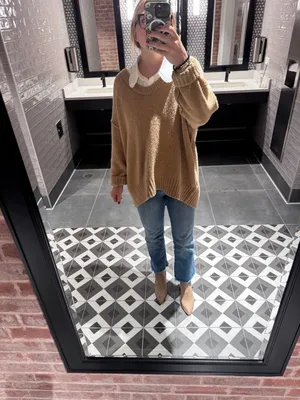 Free People‎ sweater Brookeside tunic Oversized V-Neck Chunky Knit Boho Slouch thumbnail 9