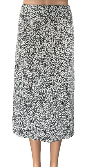 Brandy Melville White Blue Leopard Animal Print High Waist Mini Slip Skirt Sz S thumbnail 1