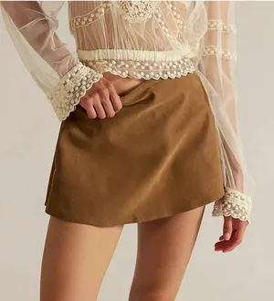 NWOT FREE PEOPLE X We The Free Paradise Found Suede Skort pocket M thumbnail 1