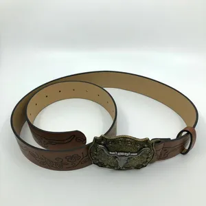 Women's Western Brown Belt w/ Big Longhorn Buckle, 31.5–40.5 Inches, X7G9A796 thumbnail 8