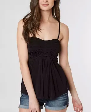Free People Vacation Vibes Black Tank Top W-098 Sz M thumbnail 1