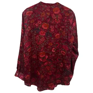 Lauren Ralph Lauren Multicolor Floral Satin Like Long Sleeve Blouse Size‎ M thumbnail 5