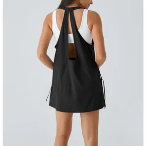 Halara NEW Breezeful Drawstring Quick Dry Mini Hiking Active Dress in Black Size Medium thumbnail 2