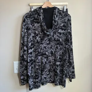 Chico's Travelers 2 Piece Skirt Set Size 2 Black White Village Print Women Large thumbnail 7