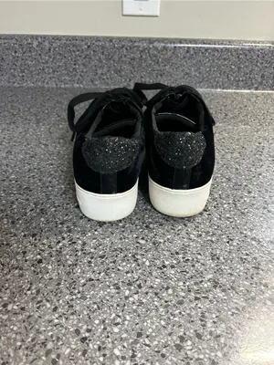 Michael Kors Black Velvet Low-Top Platform Sneakers thumbnail 4