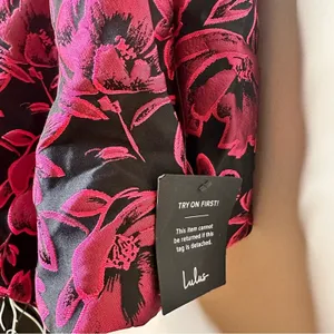 Lulus Posh Invite Black Floral Jacquard Square Neck Corset Mini Dress NWT Medium thumbnail 13