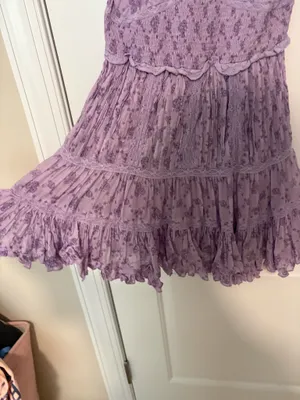 purple ruffled flower print loveshackfancy dress thumbnail 3
