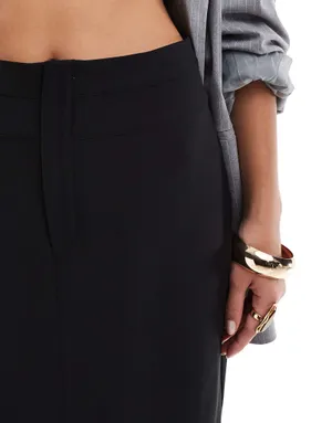 ASOS DESIGN double waistband front slit maxi skirt thumbnail 5