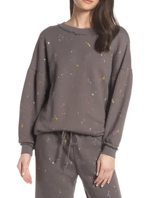 Free People FP Movement Grey Splatter Paint Sweatshirt thumbnail 2