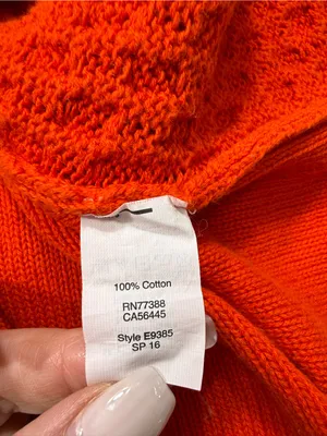 J. Crew 100% Cotton Orange Cable Knit Crewneck Sweater thumbnail 7