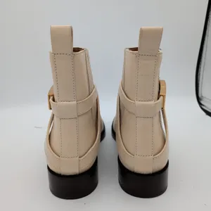 Tory Burch T Hardware Chelsea Boot Cream Leather Buckle Ankle Booties Women's 7M thumbnail 5