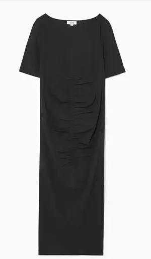 COS Black Ruched Side Tee Shirt Dress XS New With Tags thumbnail 1