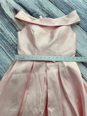 Handmade Off-Shoulder Taffeta Fit & Flare Dress in Light Pink thumbnail 9