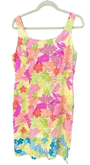 Barry Bricken Vintage Colorful Tropical Leaf Dress thumbnail 1