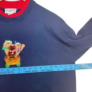 Vintage Longaberger Homestead Navy Sweatshirt Bear Sweater Weather Cozycore XL‎ thumbnail 7