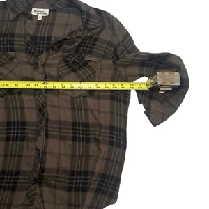 Hester & Orchard 90s Americana Grunge Plaid Button Up Shirt Sage Black Women’s M thumbnail 4
