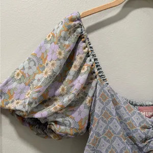 Show Me Your MuMu Blue and Yellow Floral Midi Dress thumbnail 4