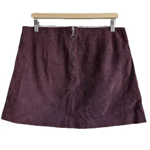 Blank NYC Leather Suede Burgundy Red Mini Skirt Side Slit Size 31 thumbnail 3