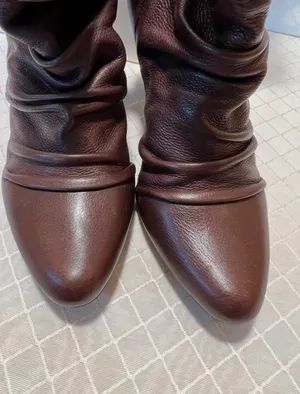 Steve Madden Aplegate Brown Leather Slouchy Ankle Heeled Boots Size 8 thumbnail 2