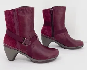 Merrell Evera Fade Wine Burgundy Suede Leather Zip Block Heel Ankle Booties 7.5 thumbnail 1