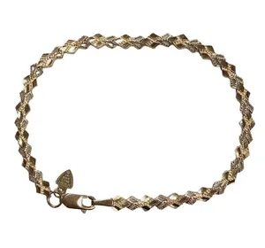Vintage Beverly Hills 14k Gold Diamond Cut Link tennis Bracelet 7" Lobster Clasp thumbnail 2