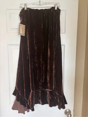 NWT Tasha Polizzi Collection Brown Velvet Skirt Size Large Romantic Western T5 thumbnail 2