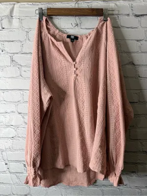 FRYE Dusty Rose Crochet-Detail Peasant Blouse XL thumbnail 2