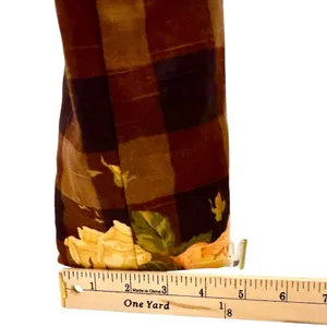 Cynthia Hart Los Angeles Floral Plaid Tote Bag Purse Bamboo Handles Gold Brown thumbnail 9