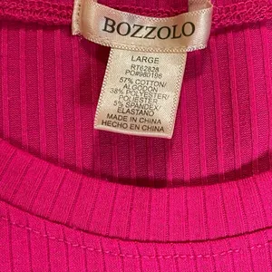 Bozzolo | Pink Ribbed Crewneck Cropped Tee | Large thumbnail 3