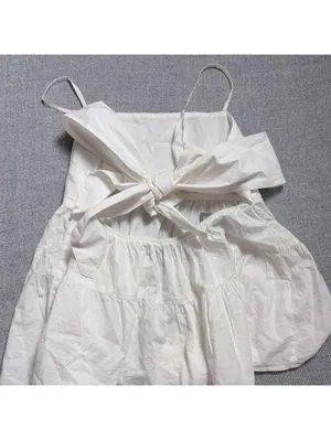 American Eagle White Tiered Spaghetti Strap Tie-Back Mini Dress Size M thumbnail 2